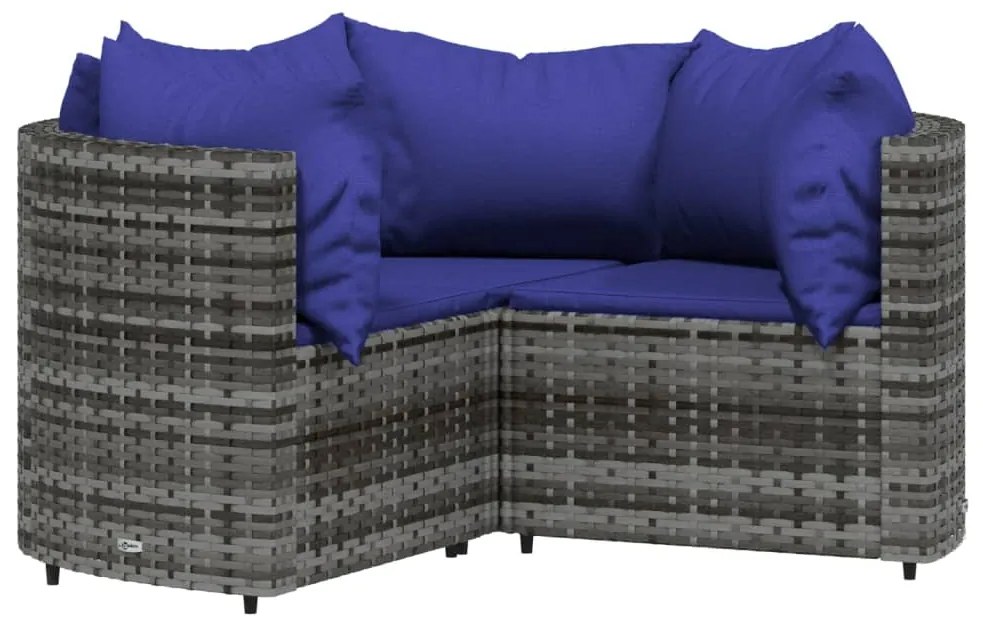 4 pcs conjunto lounge de jardim c/ almofadões vime PE cinzento
