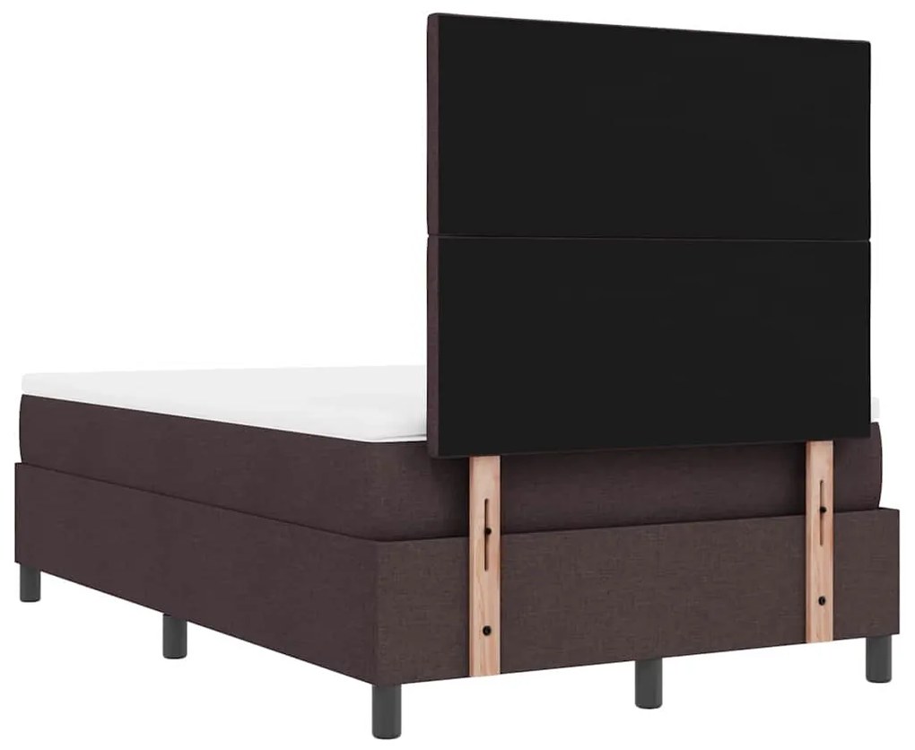 Cama Box com Colchão e Banco Castanho Escuro 120x200 cm Tecido