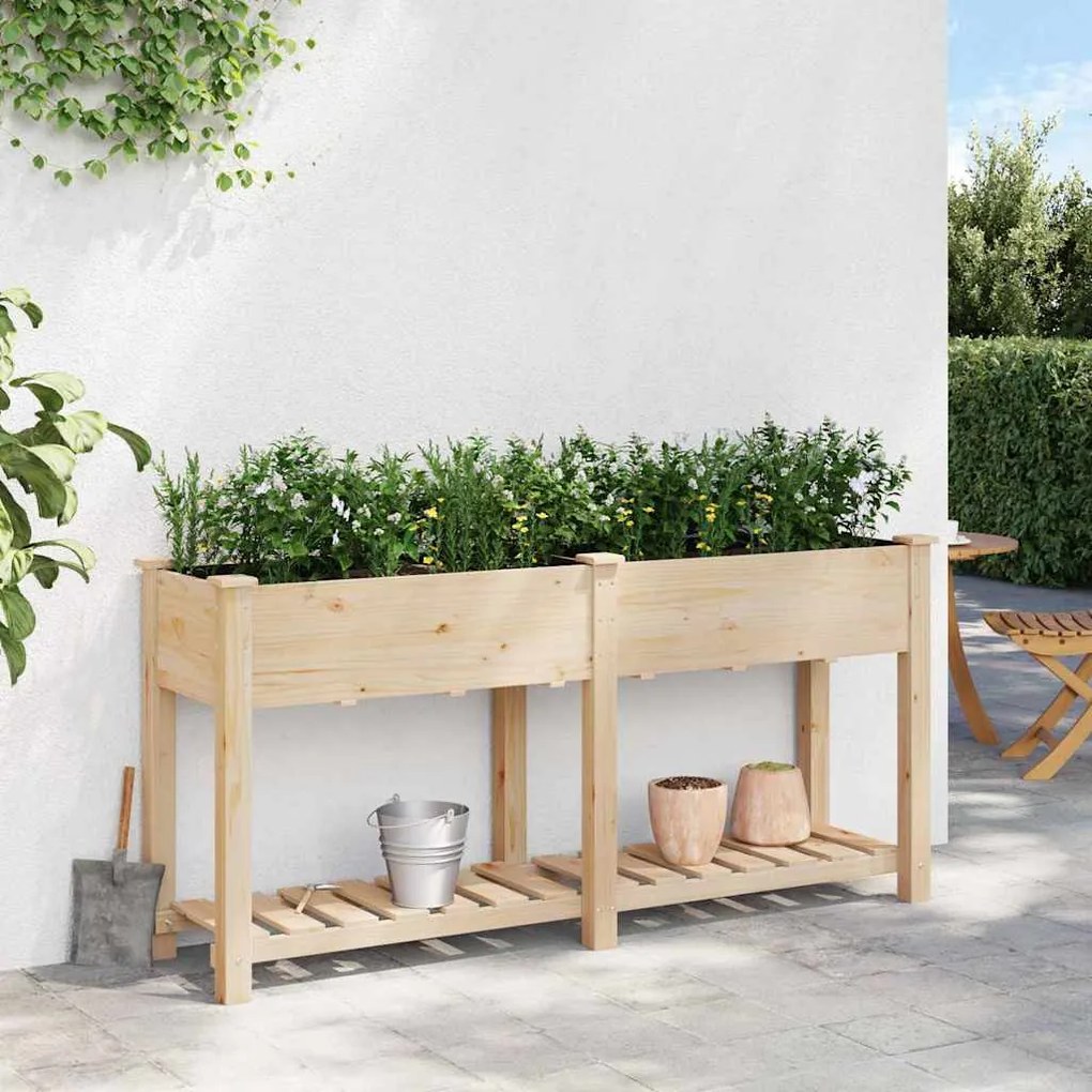 Jardineira vidaXL com Prateleira 161x43x76 cm em Madeira Maciça de Fir