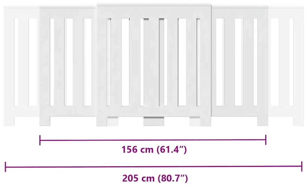 Cobertura de radiador 205x21,5x83,5 cm derivados madeira branco