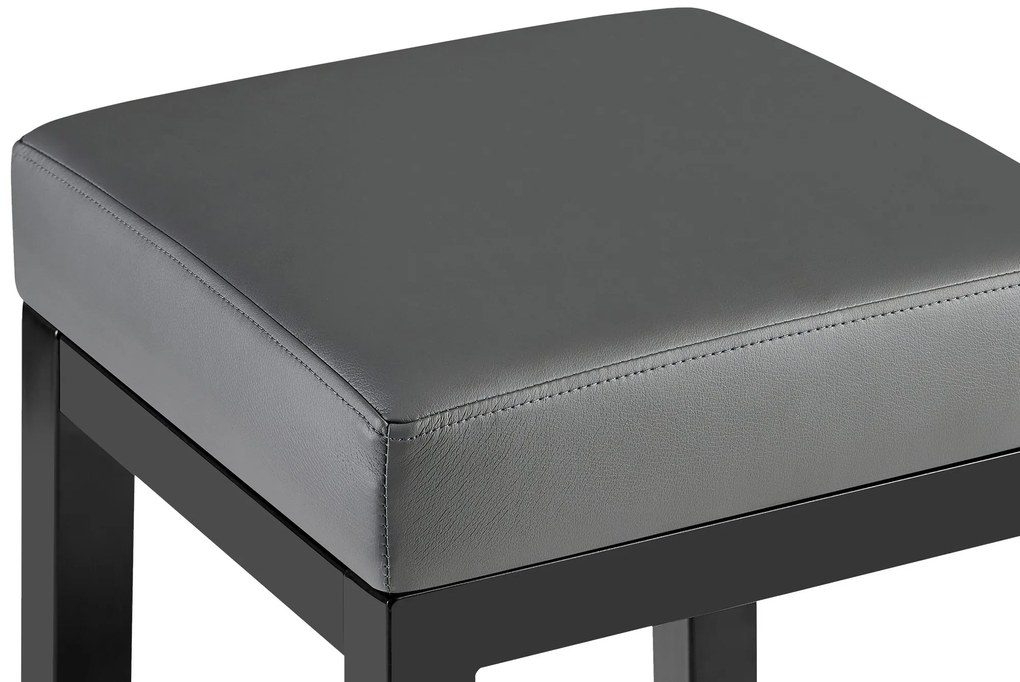 Banco de bar Taylor em couro sintético com estrutura preta 83 x 37 x 37 cm Cinzento