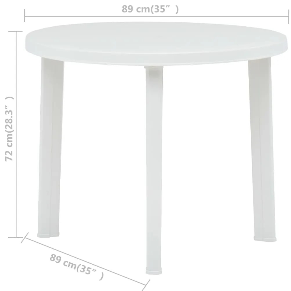 Mesa de jardim 89 cm plástico branco