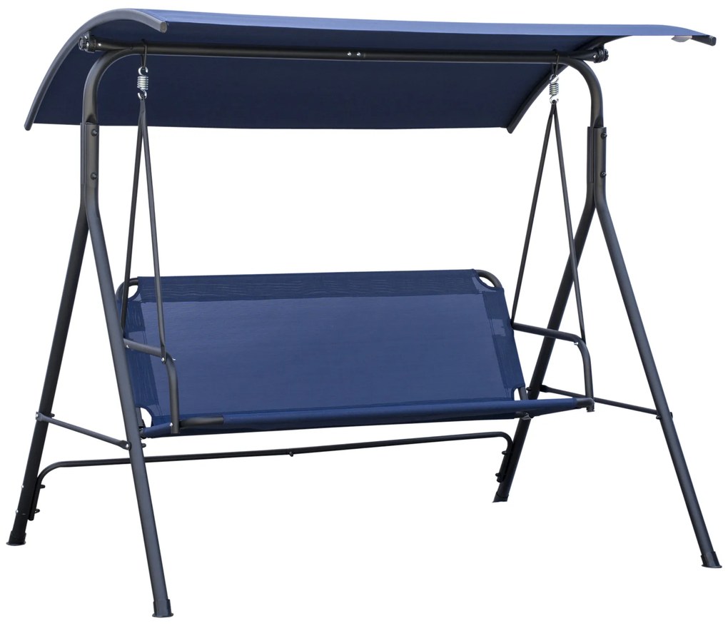 Outsunny Rede de Jardim 3 Lugares com Cobertura Ajustável Tecido Oxford e Aço Azul Escuro | Aosom Portugal