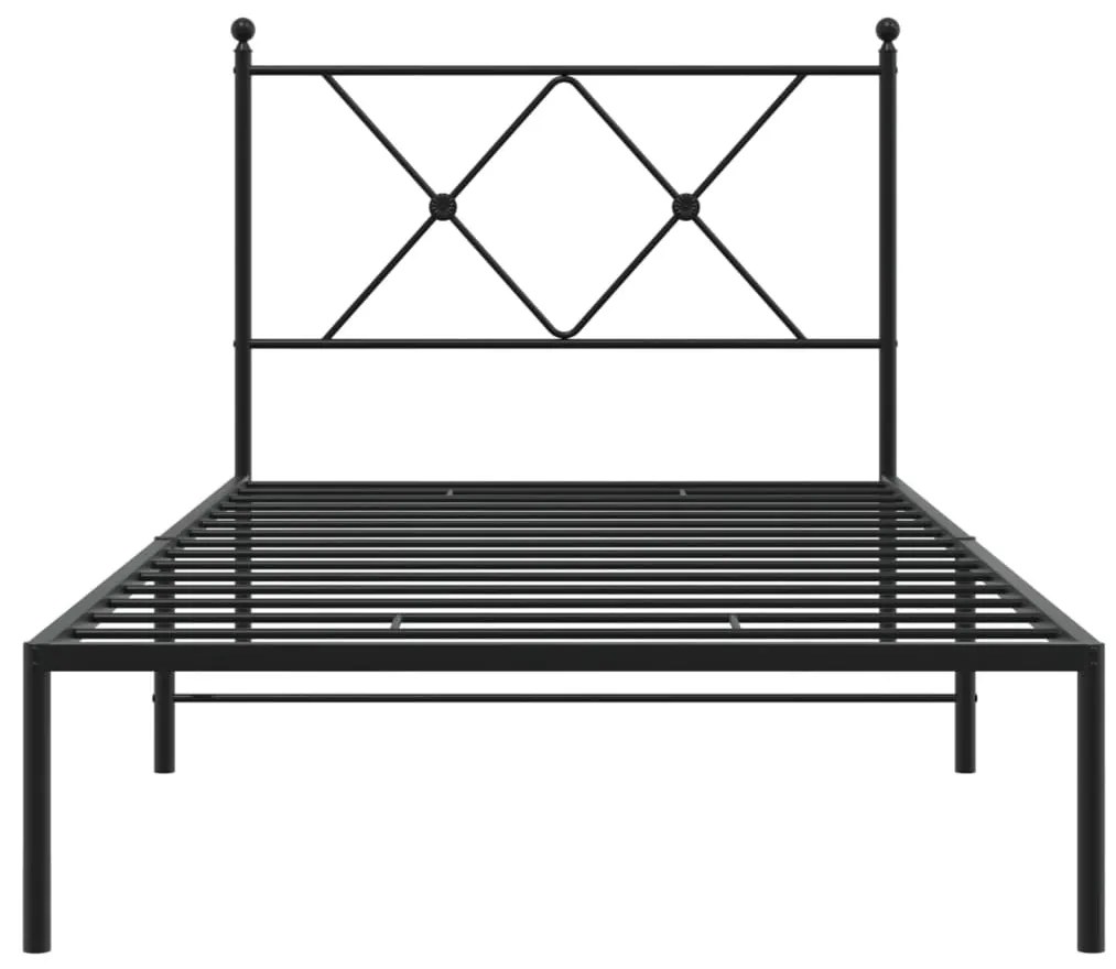 Estrutura de cama com cabeceira 90x190 cm metal preto