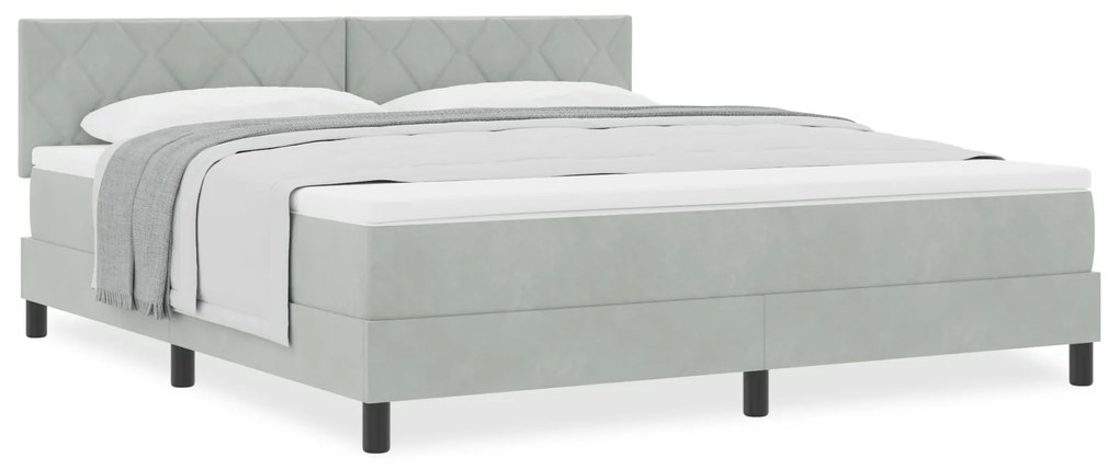 Cama Box com Colchão vidaXL Cinza Claro Super King Veludo