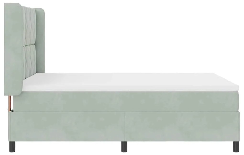 Cama Box Spring com Colchão e Luz LED Cinza Claro 160x200 cm Veludo