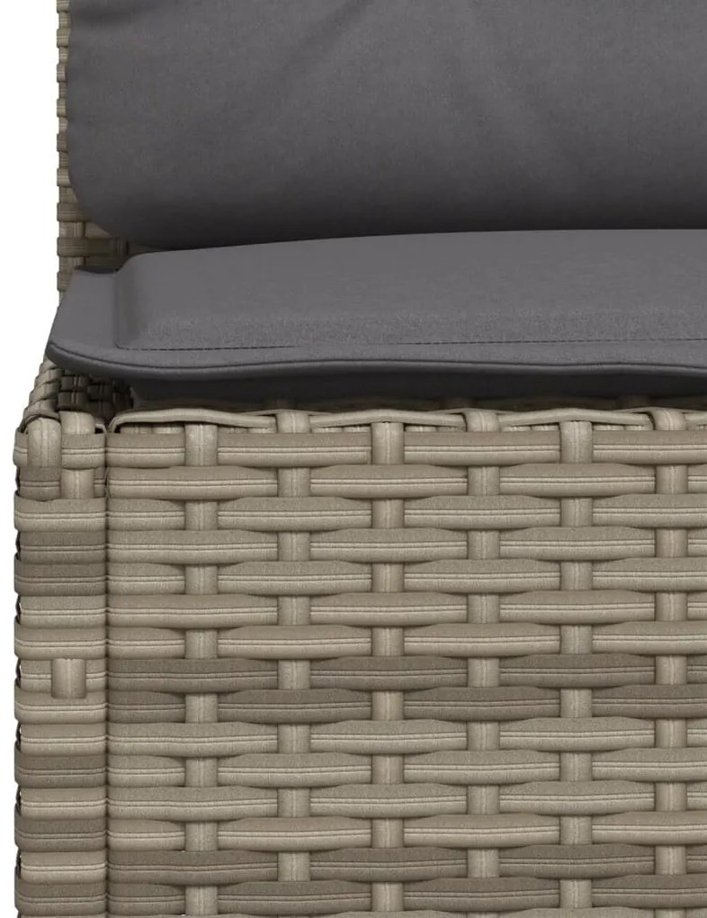 7 pcs conjunto sofás p/ jardim c/ almofadões vime PE cinzento