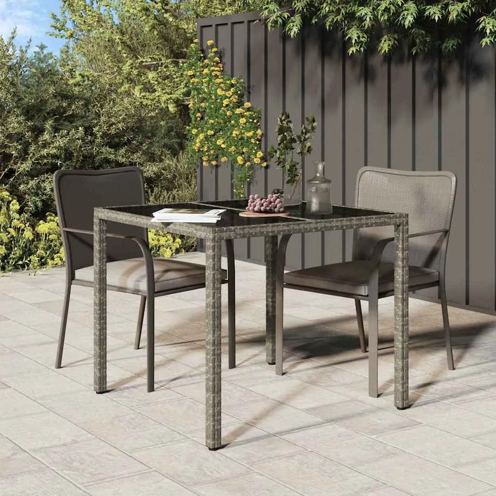 Mesa de Jantar Cinza 90x90x75 cm Vime Sintético