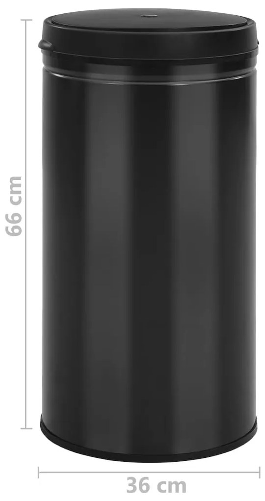 Caixote do lixo com sensor automático 60 L aço carbono preto