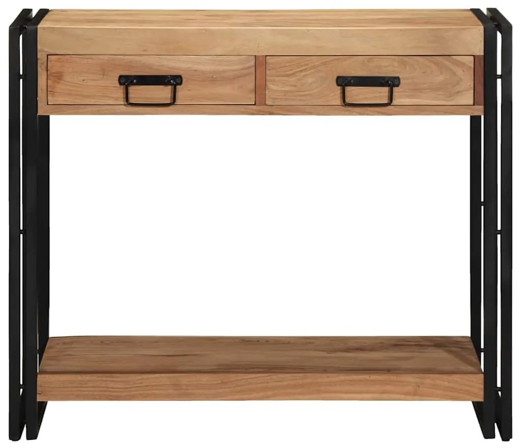 Mesa de Consola vidaXL Preta 90x33x75 cm em Madeira de Acácia Sólida e