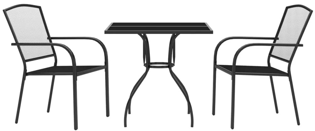 3 pcs conjunto de jantar para jardim aço antracite