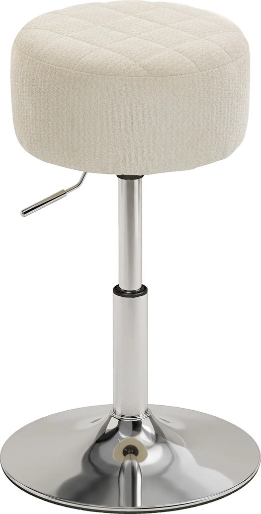 HOMCOM Banqueta de penteadeira em PU, banqueta de maquiagem giratória, banqueta de bar regulável em altura 51-66 cm, creme | Aosom Portugal
