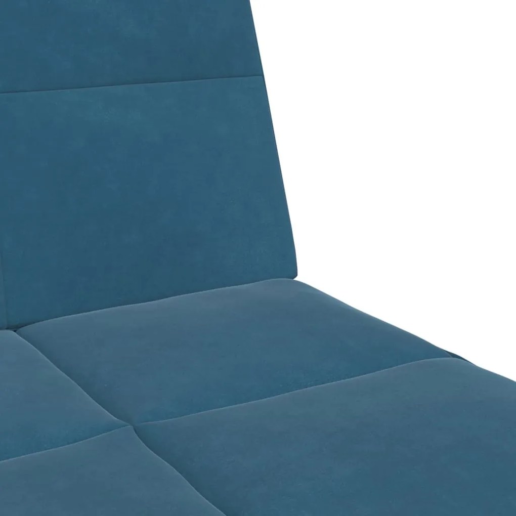 Sofá-cama 2 lugares c/ apoio de pés veludo azul