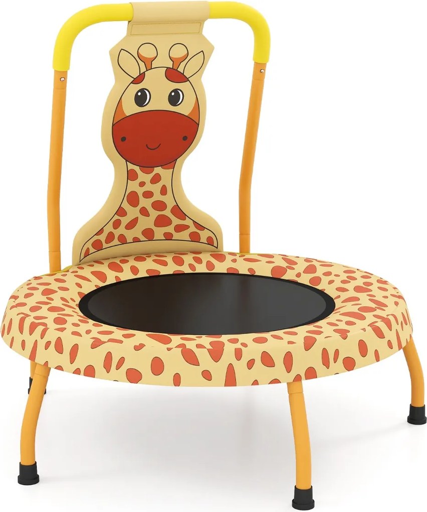 Mini trampolim girafa para crianças com alça acolchoada e capa de segurança em lona sem buracos para uso interno, de 3 a 6 anos Laranja