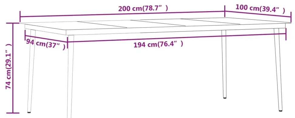 7 pcs conjunto de jantar para jardim com almofadões cinza