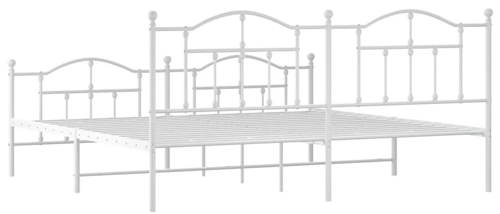 Estrutura de cama com cabeceira e pés 193x203 cm metal branco