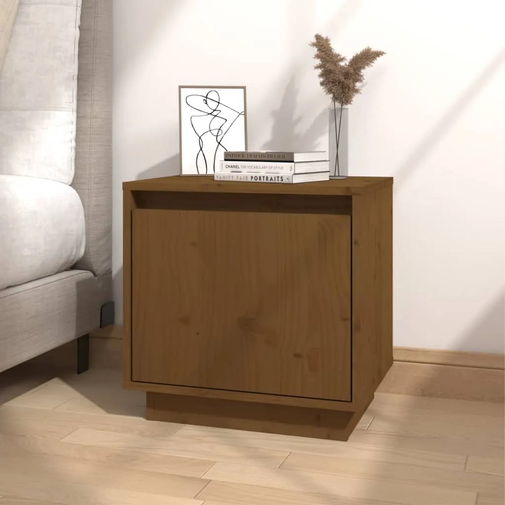vidaXL Mesa de cabeceira 40x30x40 cm pinho maciço castanho mel