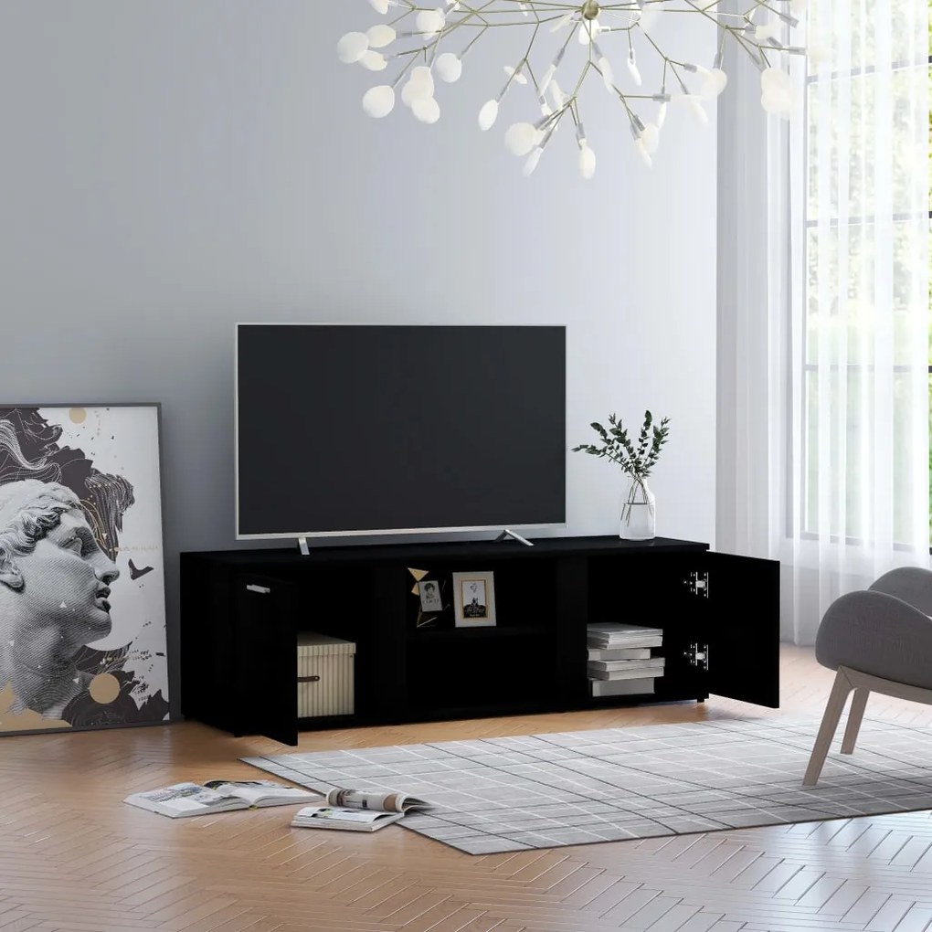 Móvel de TV Lokise de 120 cm - Preto - Design Nórdico