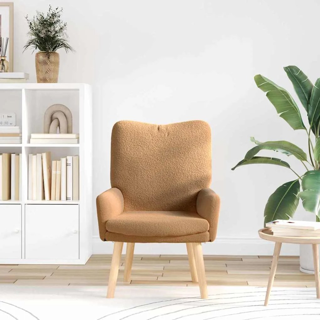 Poltrona Relaxante vidaXL Bege em Tecido Tipo Lã Curly
