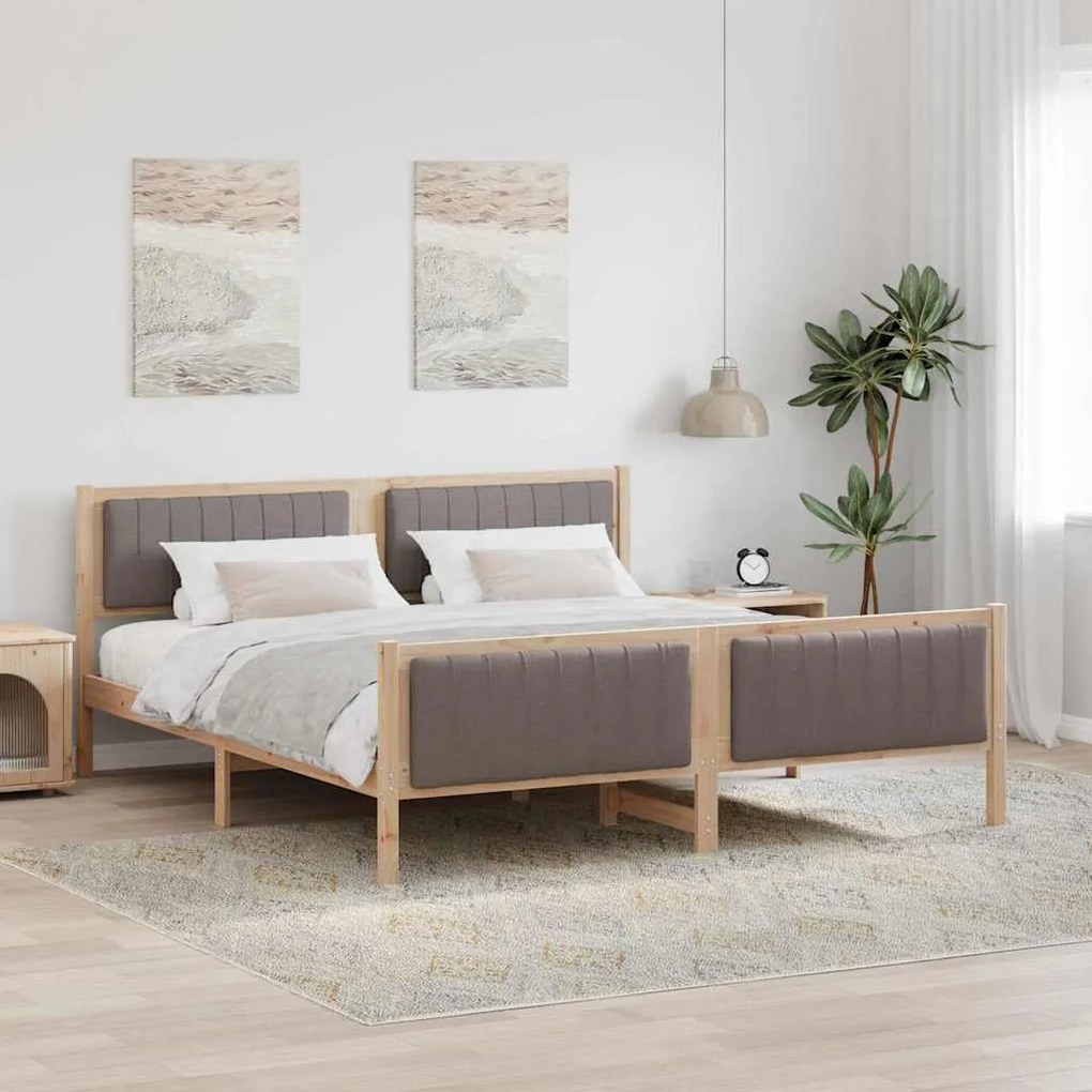 vidaXL Estrutura da cama com cabeceira Marrom e taupe 180 x 200 cm