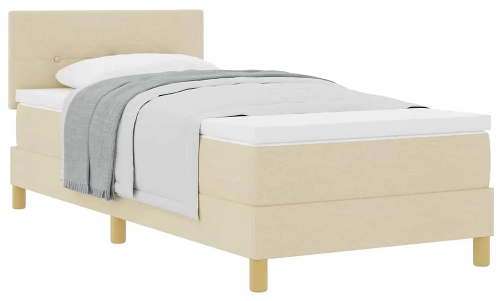 Cama Box Spring com Colchão Creme 100x200 cm Tecido