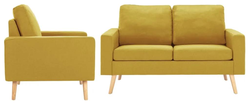 2 pcs conjunto de sofás tecido amarelo