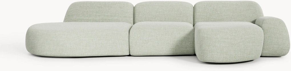 Sofá de canto modular em bouclé com chaise longue Wolke (4 lugares)