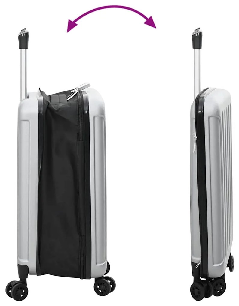 Mala Dobrável Casco Duro 20 polegadas Prateada 34x23x55.5 cm ABS