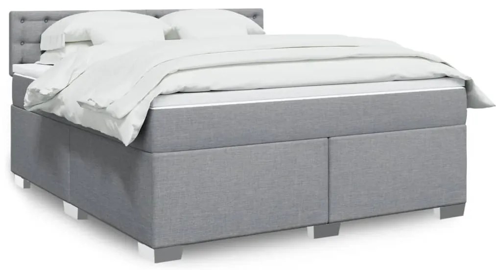 vidaXL Cama com molas/colchão 180x200 cm tecido cinzento-claro
