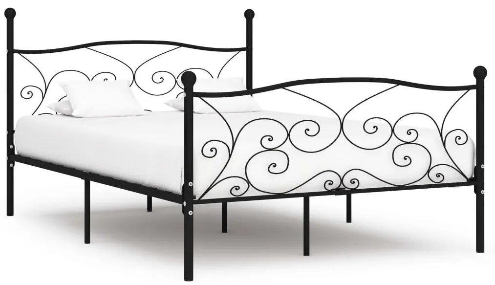 Estrutura de cama com estrado de ripas 160x200 cm metal preto