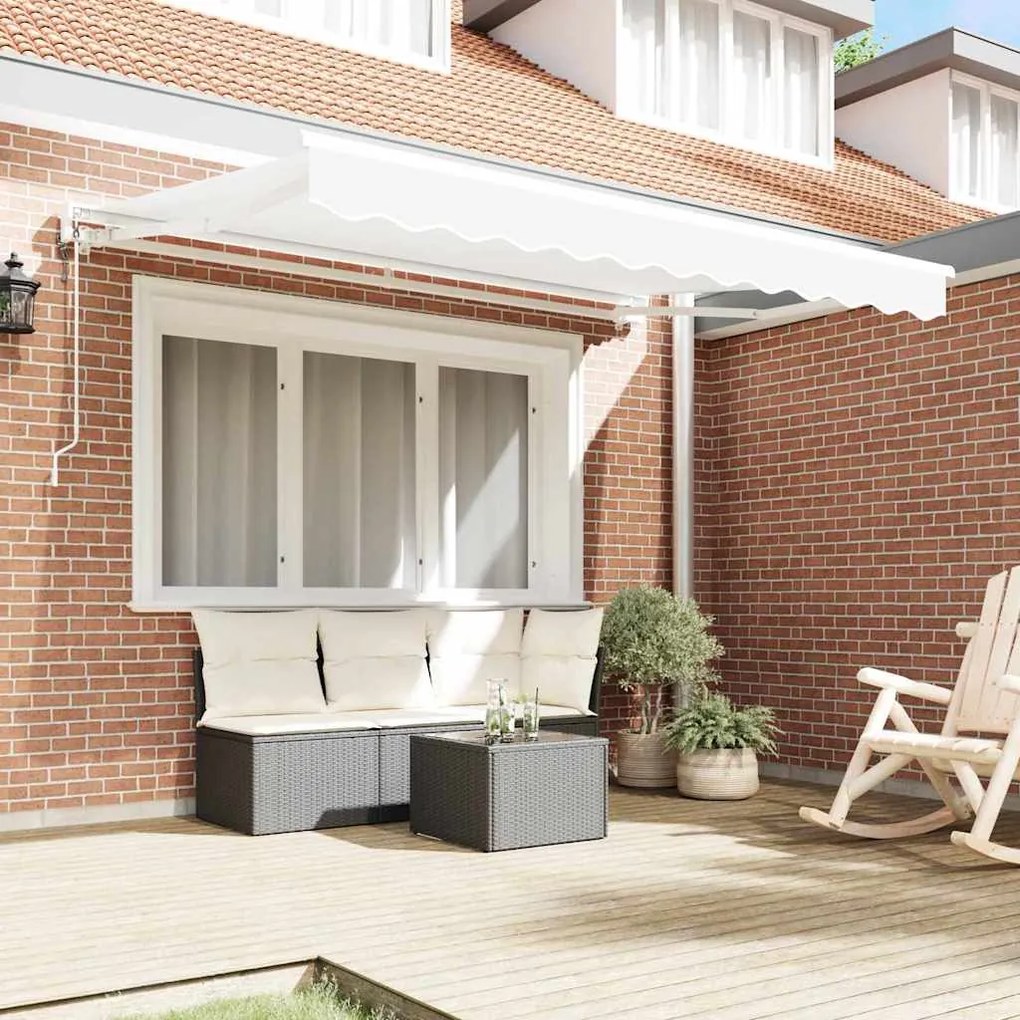 Toldo Retrátil Manual Branco 350x200 cm Tecido e Alumínio
