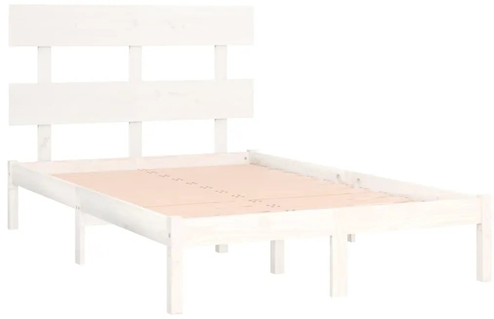 Estrutura cama pequena casal 120x190 cm pinho maciço branco
