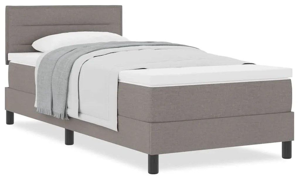 Camas Box Spring com Colchão Taupe 80x200 cm em Tecido