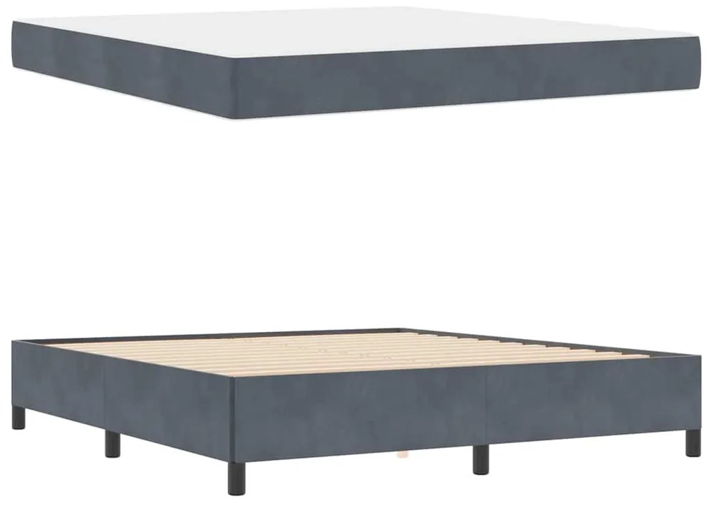 Estrutura da Cama Branco e Cinza Claro 180 x 200 cm Veludo