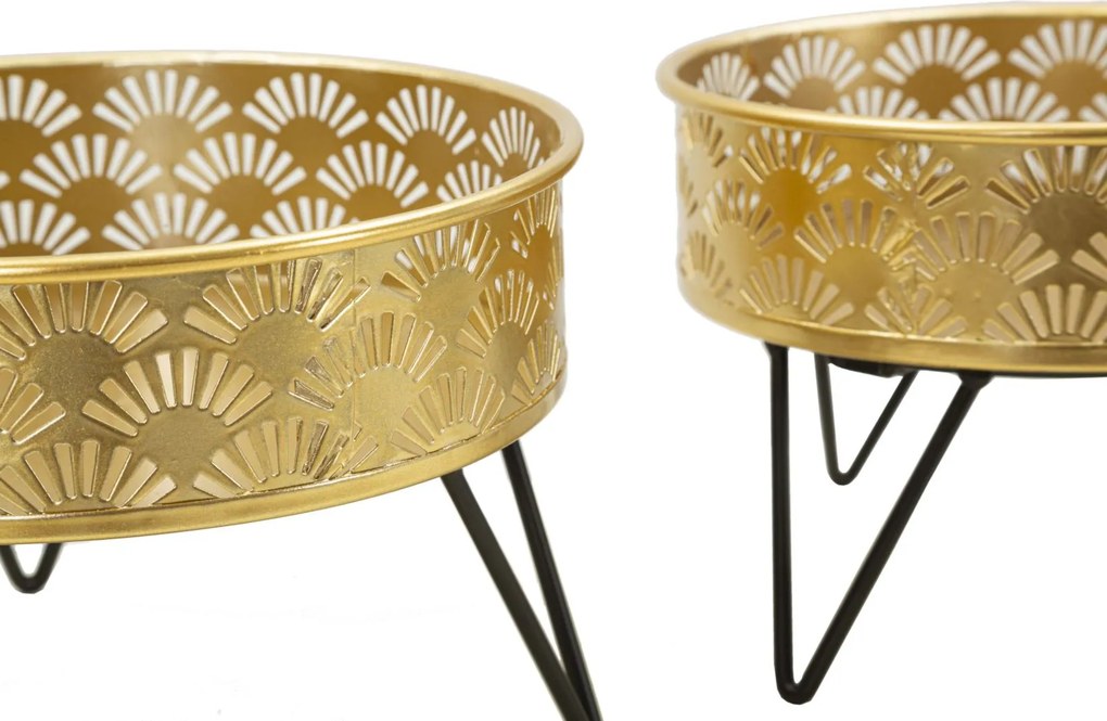 CONJUNTO DE 2 PORTA-VASOS ZANNY DOURADO E PRETO Ø 20,5X13-18X13 CM (PLANTAS NÃO INCLUIDAS)