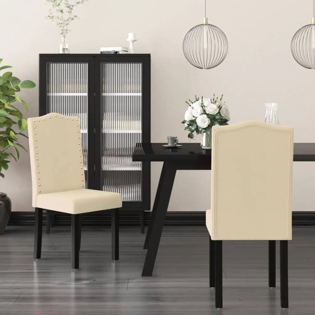 vidaXL Cadeiras de jantar 2 pcs veludo cor creme