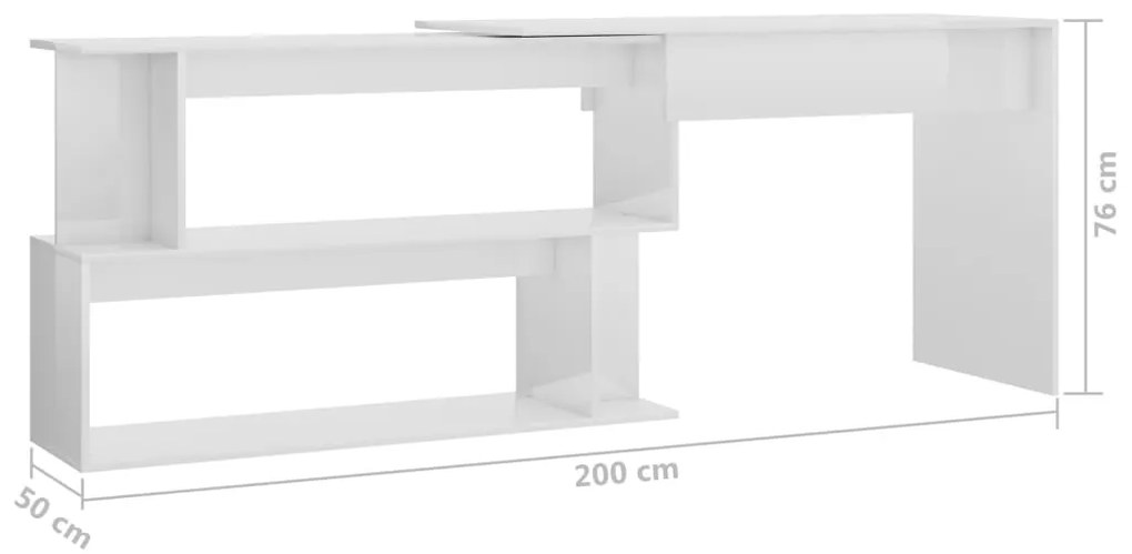 Secretária de Canto Hayo Conversível de 200cm - Branco Brilhante - Des