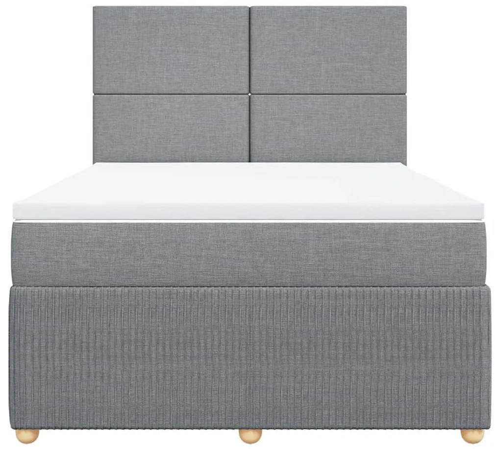 Cama com molas/colchão 140x190 cm tecido cinzento-claro