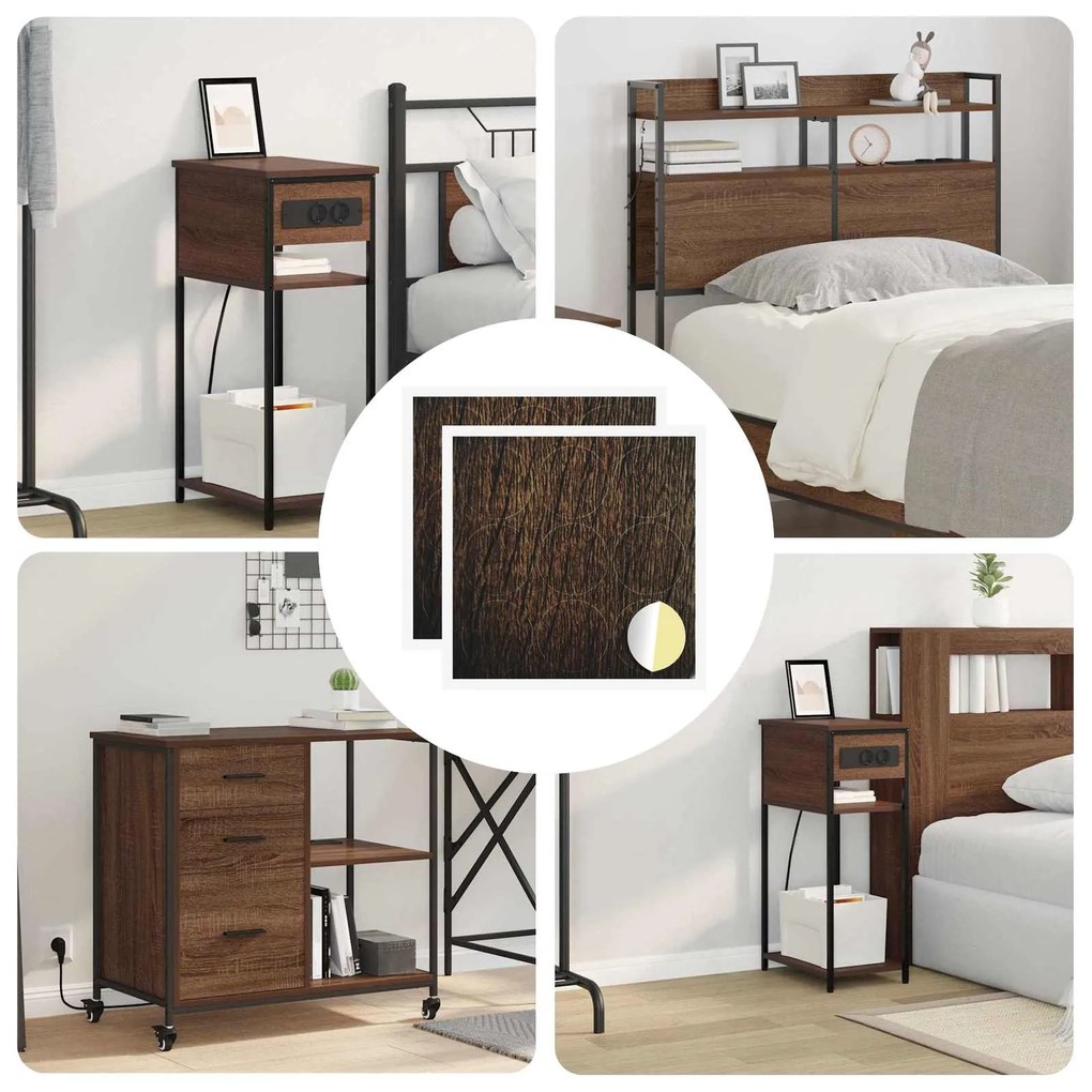 vidaXL Capa de Parafuso Autoadesiva 2 pcs Carvalho Marrom