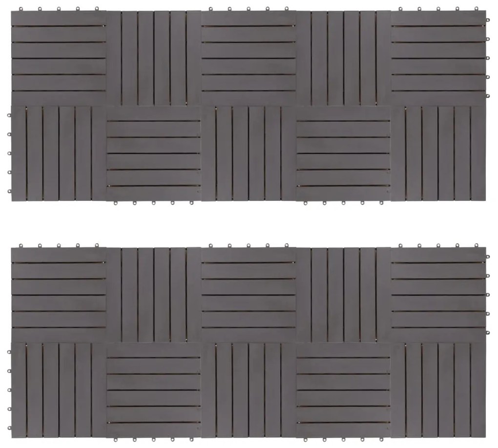 3054432 vidaXL Ladrilhos de terraço 20 pcs 30x30 cm acácia maciça cinzento