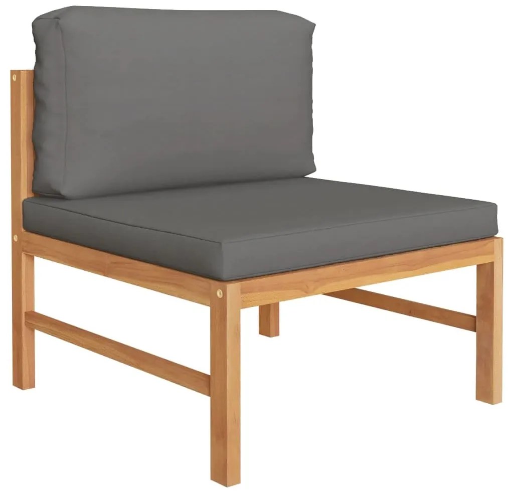2 pcs conj. lounge de jardim c/ almofadões cinza-escuro teca