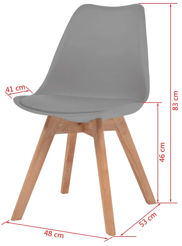 Cadeiras de jantar 6 pcs plástico cinzento
