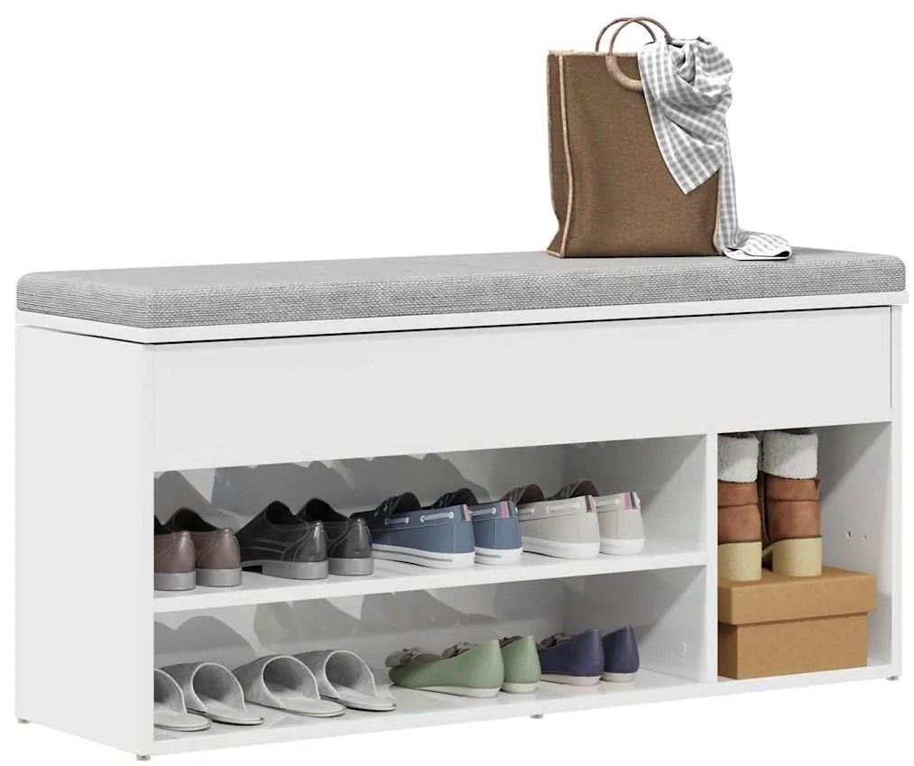 Banco sapateira 102x30,5x45 cm branco brilhante