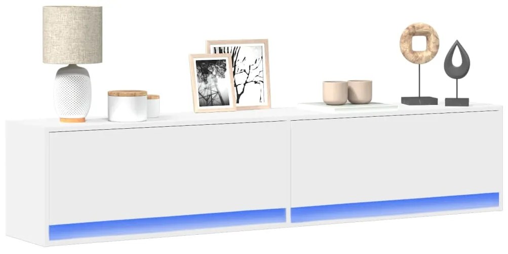 vidaXL Móvel de parede para TV com luzes LED 180x31x38 cm branco