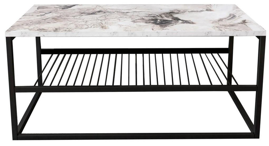 Mesa de Centro Asude – Branco e Preto – 95x42x55 cm