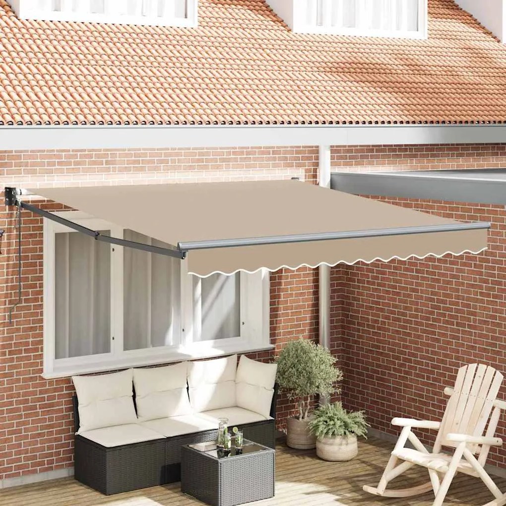 vidaXL Toldo Retrátil Bege 350 x 250 cm Poliéster e Alumínio