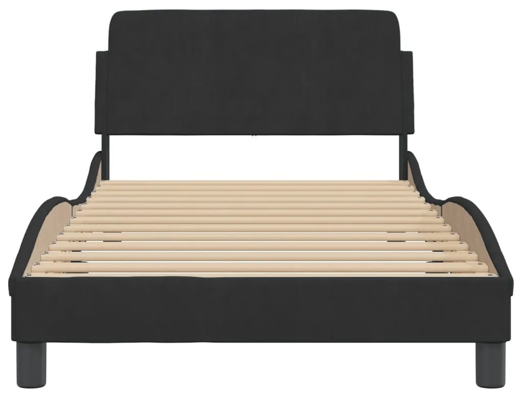 Estrutura de cama sem colchão 100x200 cm veludo preto
