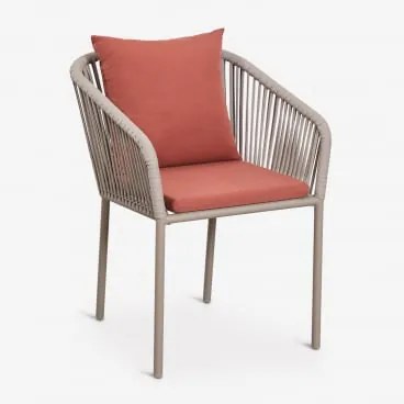 Cadeira De Jardim Com Apoios De Braços Em Corda Trançada Arhiza Classic Castanho Moka - Terracota - Sklum