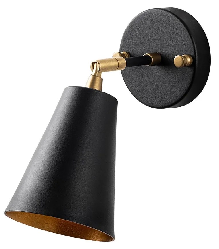 Candeeiro de Parede Evander – Preto e Dourado – 10 x 26 x 21 cm
