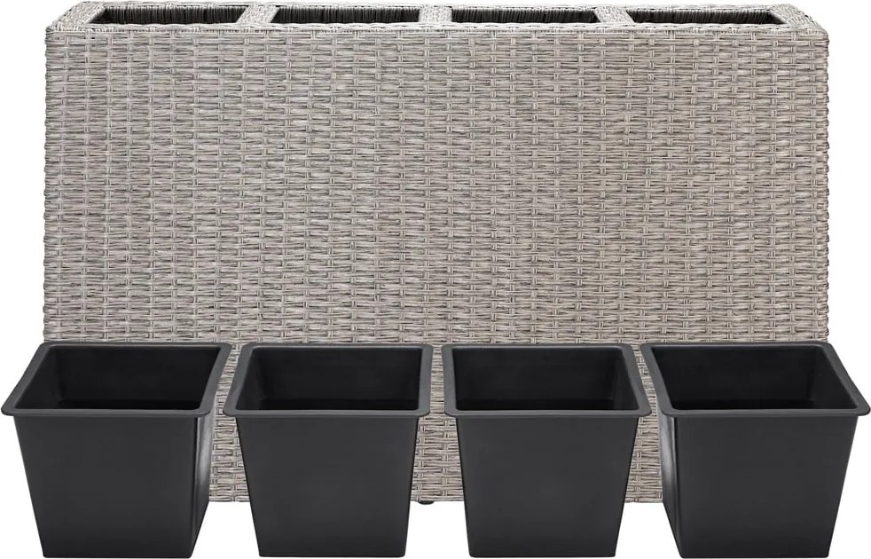 Vaso Floreira Jardim para flores Polyrattan 95x27x60cm Creme